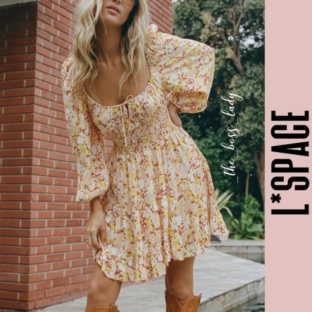 LSPACE floral dress mini spring summer babydoll - Picture 5 of 11
